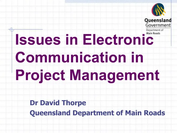 Issues in Electronic Communication in Project Management