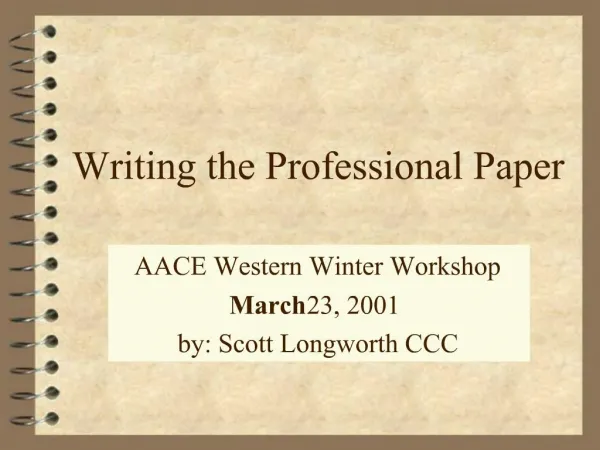 Writing the Professional Paper