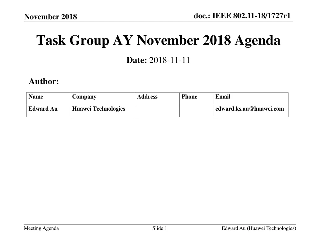 task group ay november 2018 agenda