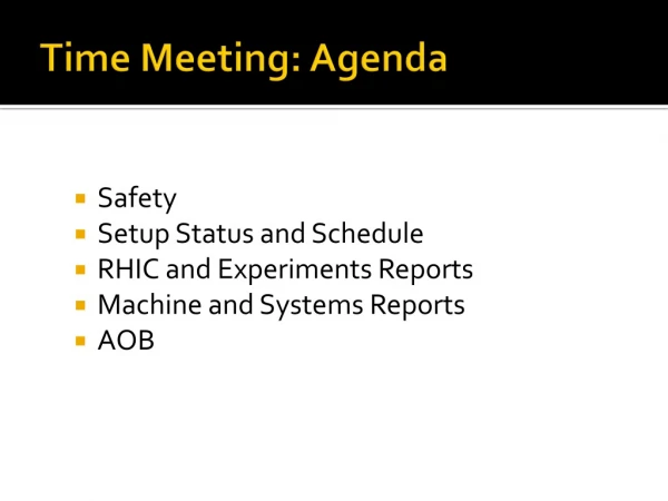 Time Meeting: Agenda