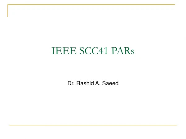 IEEE SCC41 PARs