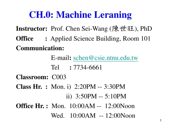 CH.0: Machine Leraning