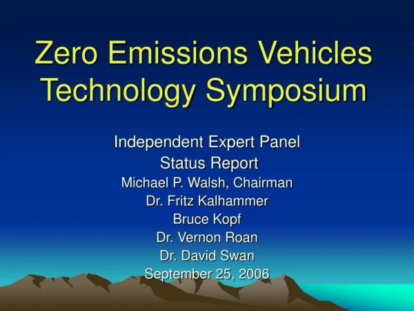 Zero Emissions Vehicles Technology Symposium