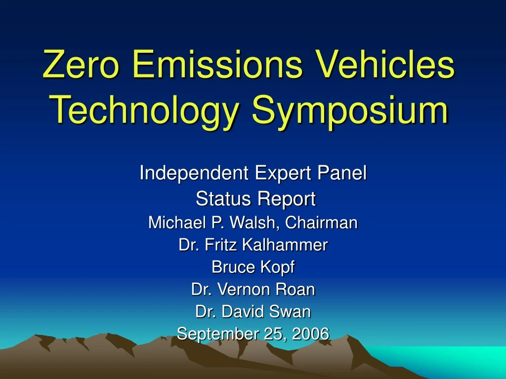 zero emissions vehicles technology symposium