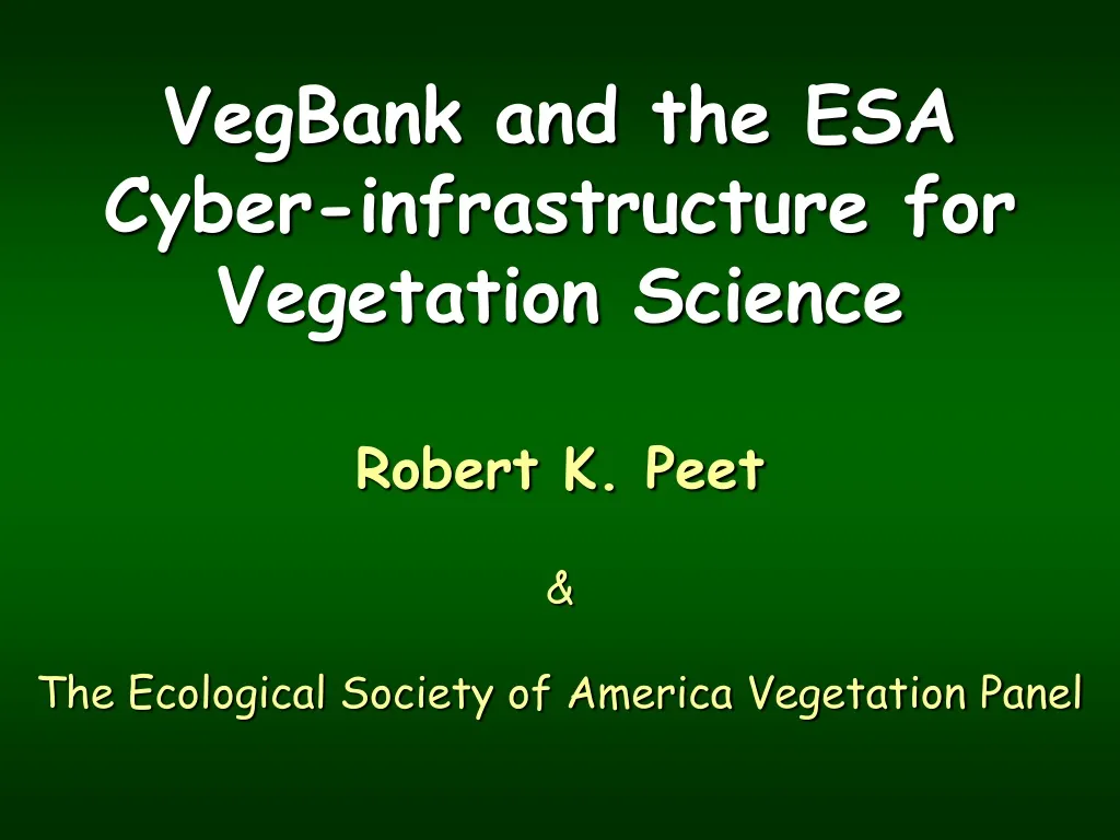 vegbank and the esa cyber infrastructure