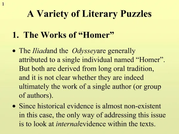 A Variety of Literary Puzzles