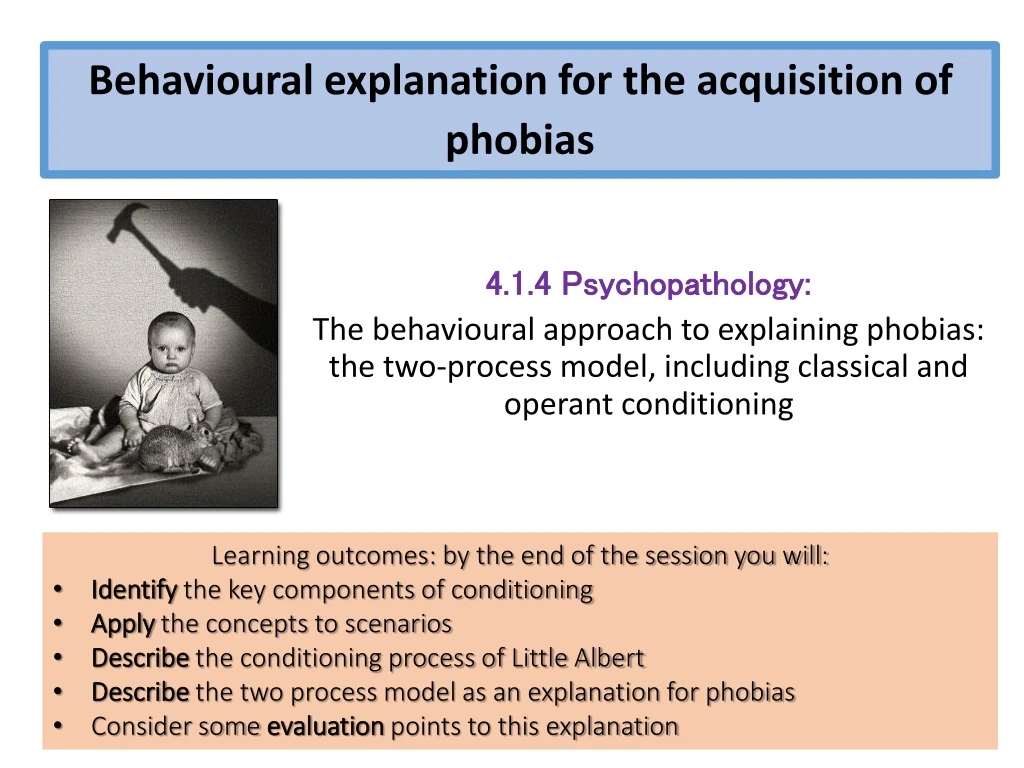 behavioural explanation for the acquisition of phobias
