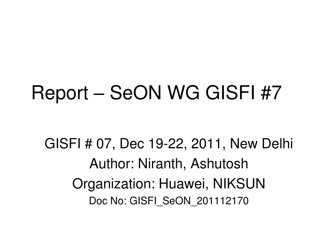 report seon wg gisfi 7