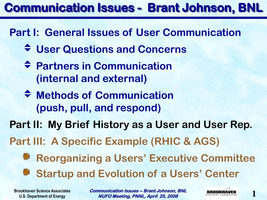 communication issues brant johnson bnl