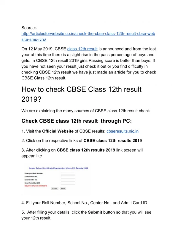 Check the CBSE Class 12th result: CBSE Website, SMS, IVRS