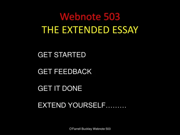 Webnote 503 THE EXTENDED ESSAY