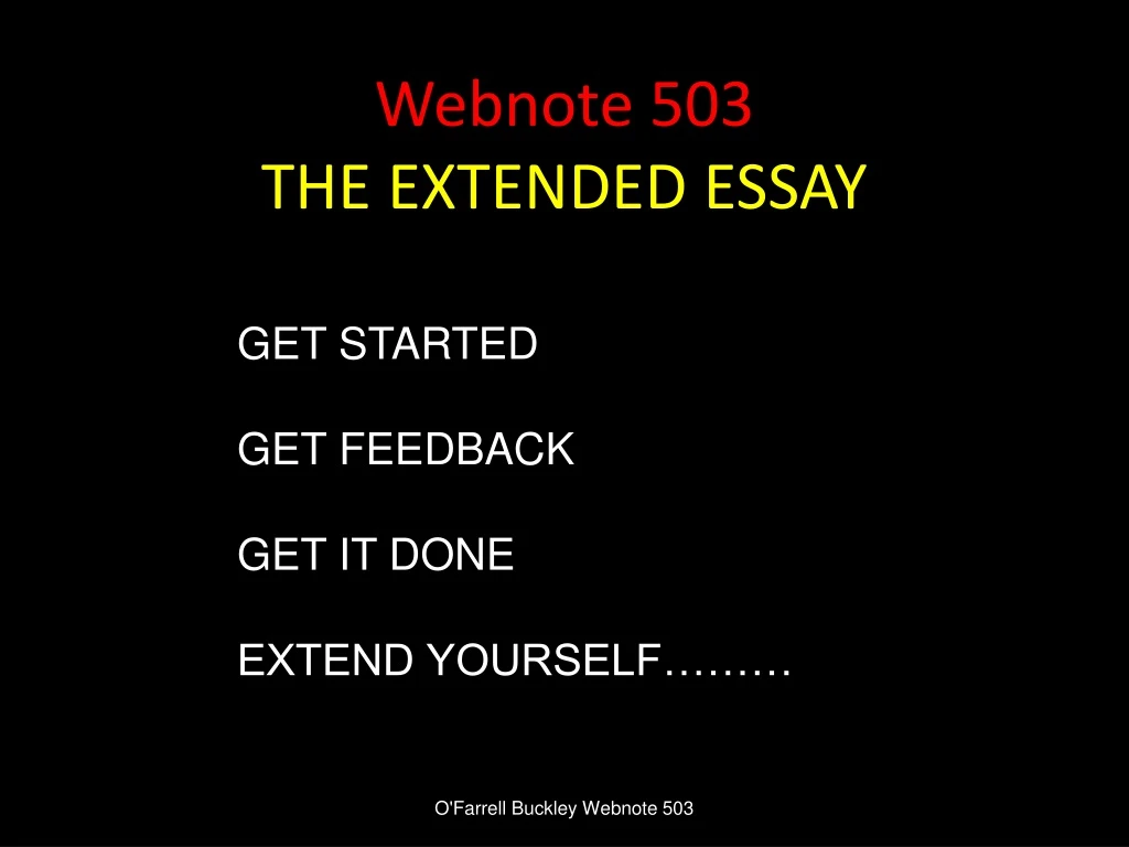 webnote 503 the extended essay