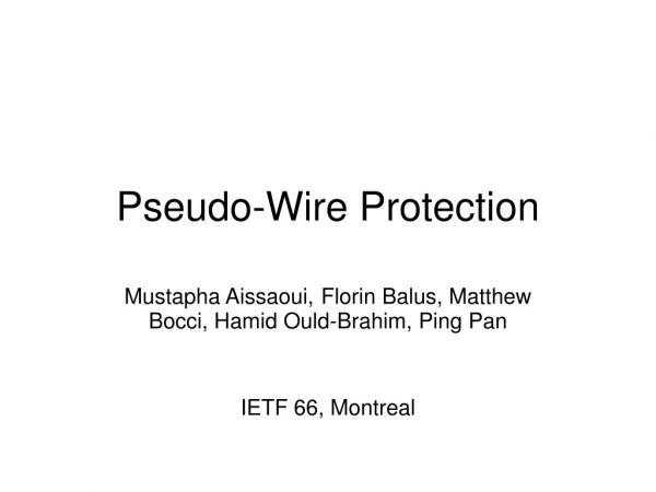 Pseudo-Wire Protection