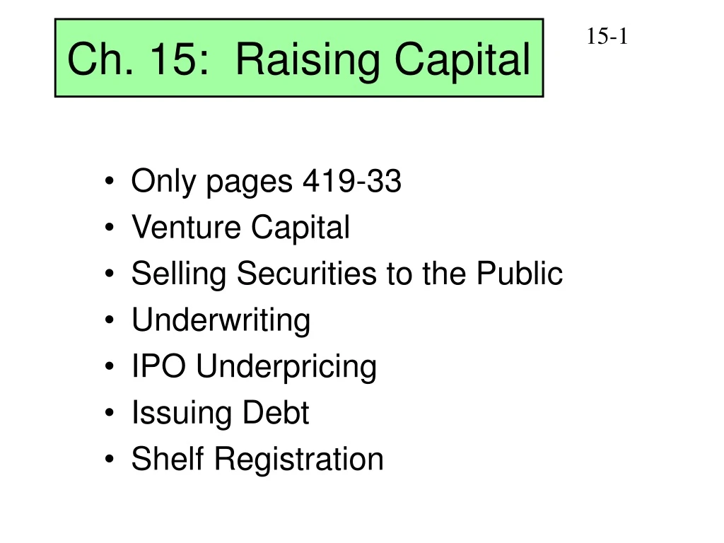 ch 15 raising capital