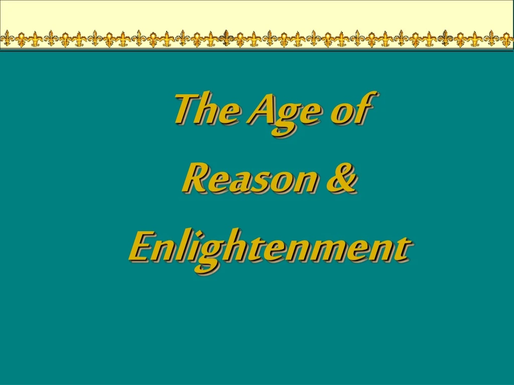 the age of reason enlightenment