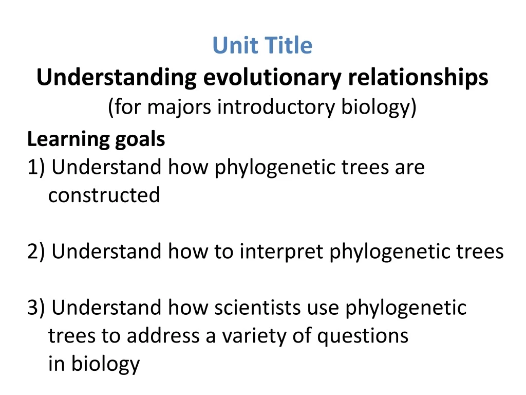 unit title understanding evolutionary