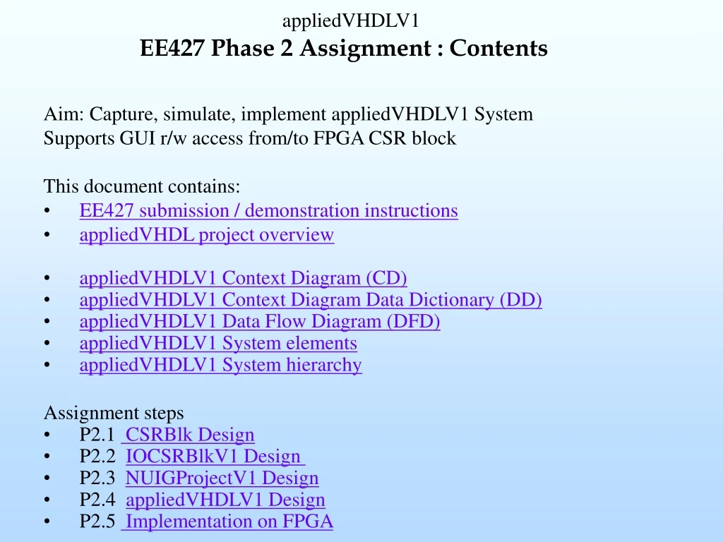 ee427 phase 2 assignment contents