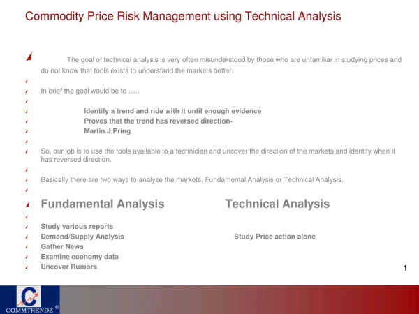 Commodity Price Risk Management using Technical Analysis