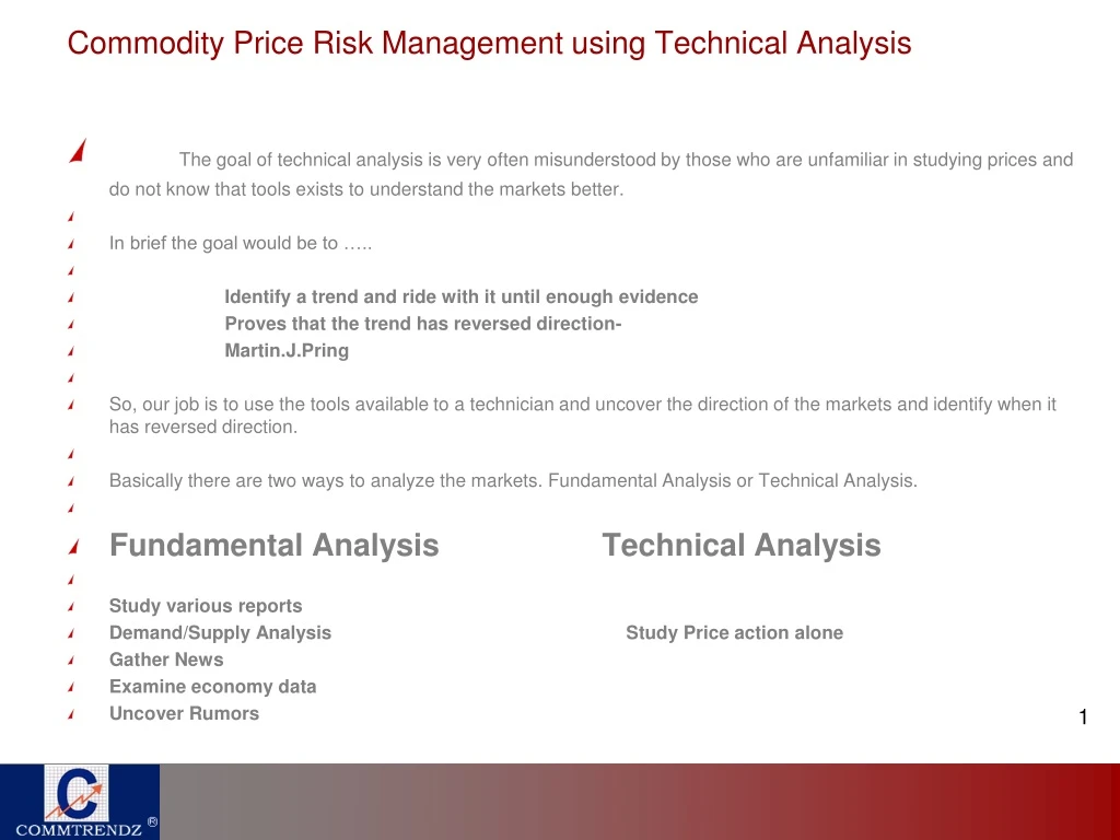 commodity price risk management using technical analysis