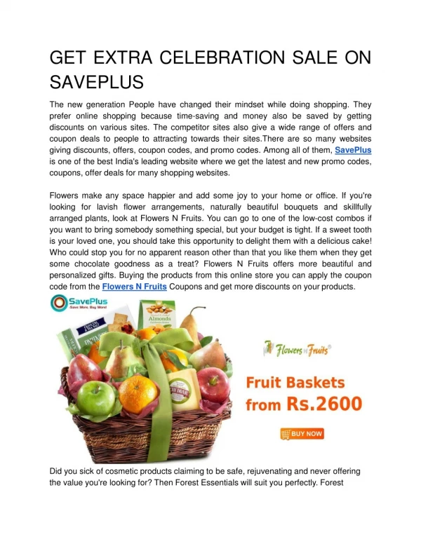 GET EXTRA CELEBRATION SALE ON SAVEPLUS