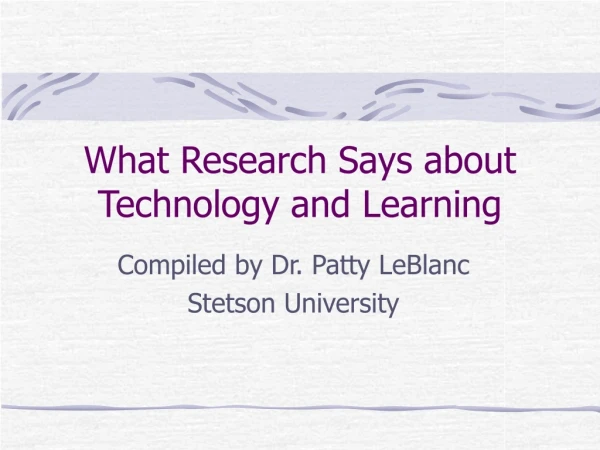 What Research Says about Technology and Learning