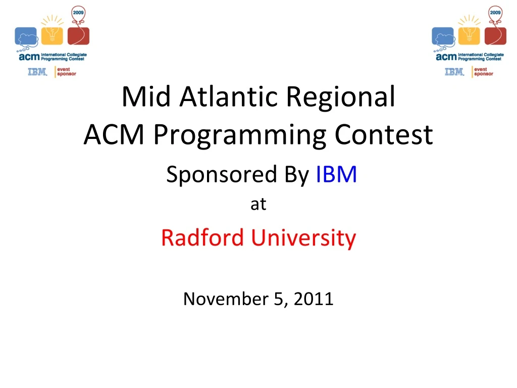 mid atlantic regional acm programming contest sponsored by ibm