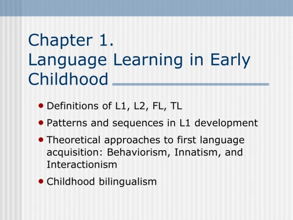 Chapter 1. Language Learning in Early Childhood