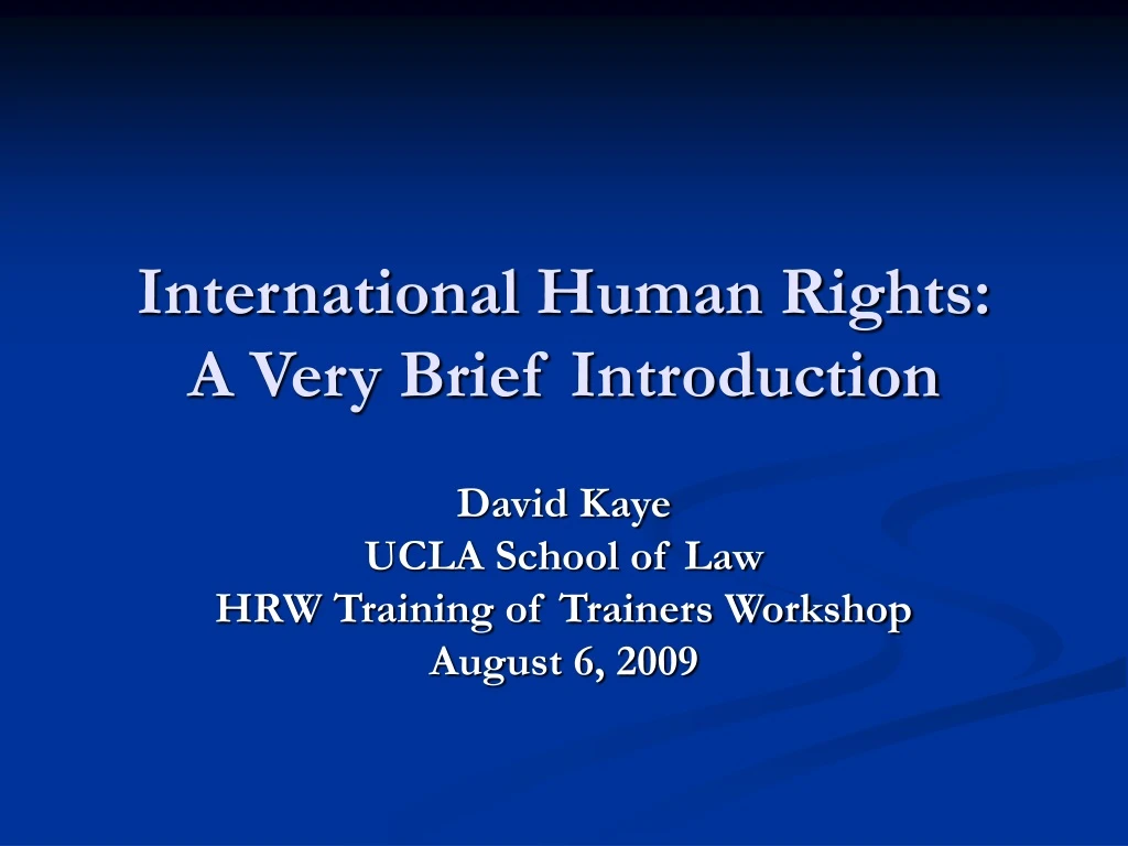 international human rights a very brief introduction