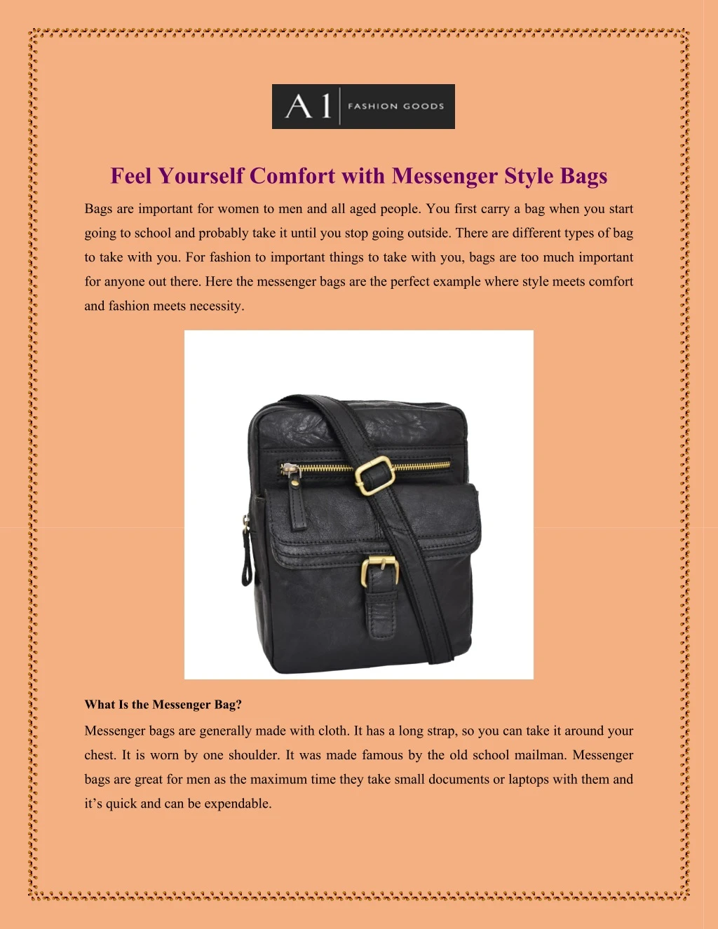 feel yourself comfort with messenger style bags