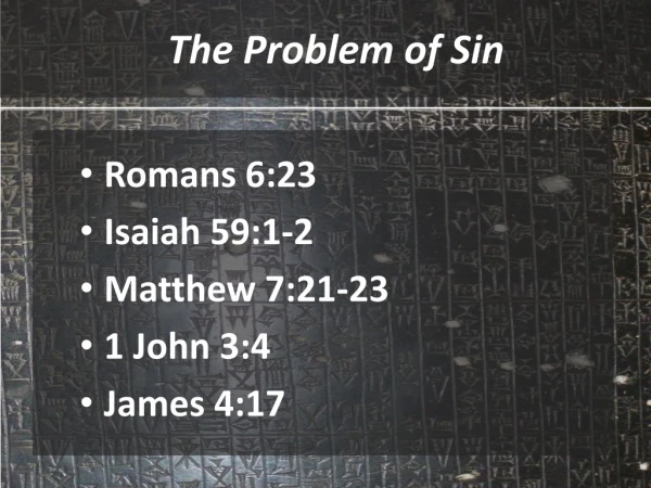 The Problem of Sin