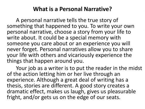 What is a Personal Narrative?