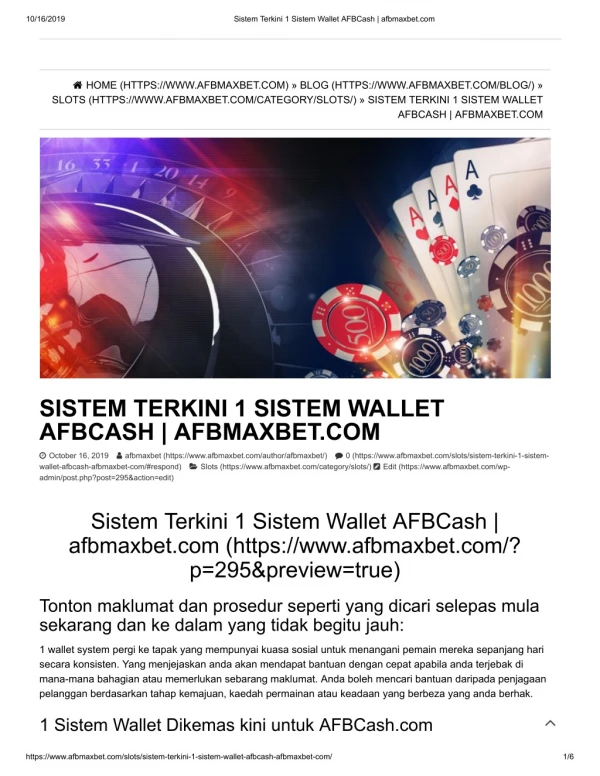 The Lastest 1 Wallet System | afbmaxbet.com