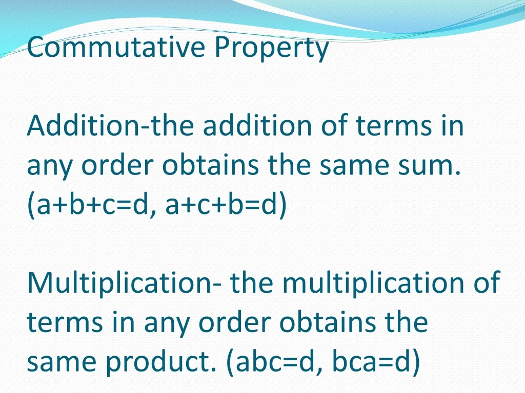 commutative property addition the addition