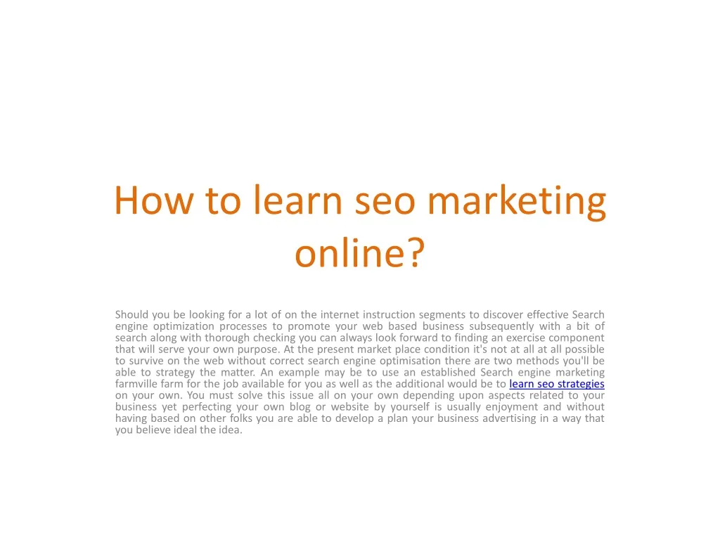how to learn seo marketing online