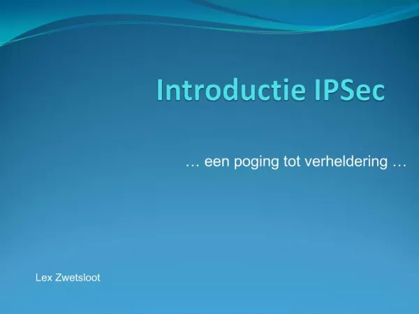 Introductie IPSec