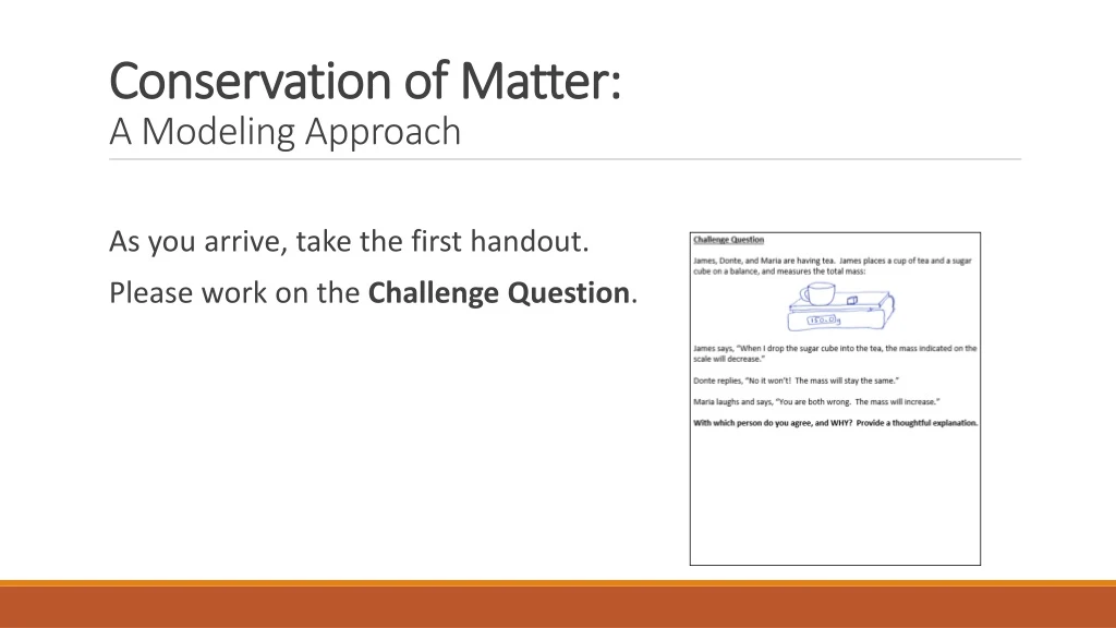 conservation of matter a modeling approach