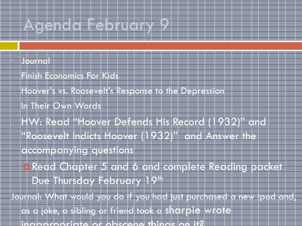 Agenda February 9