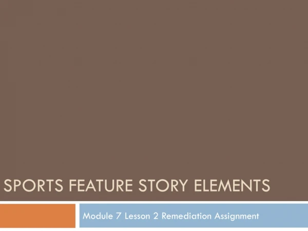 Sports Feature Story Elements