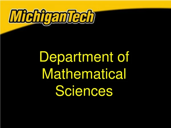 Department of Mathematical Sciences