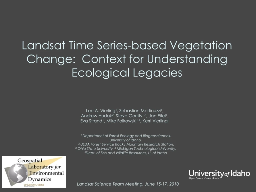 landsat time series based vegetation change context for understanding ecological legacies