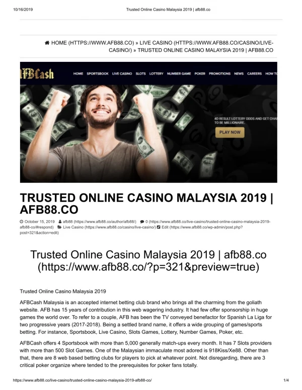 Trusted online casino malaysia 2019 | afb88.co