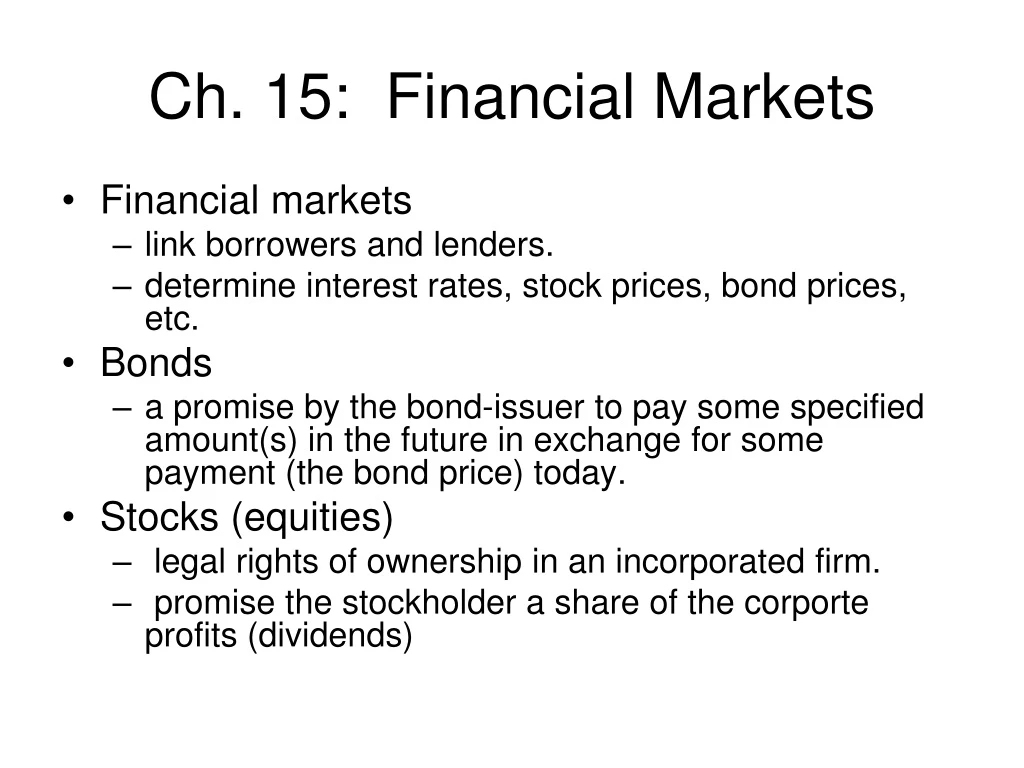 ch 15 financial markets