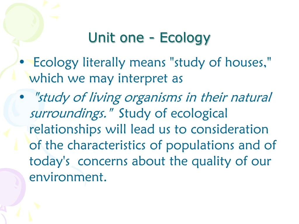 unit one ecology