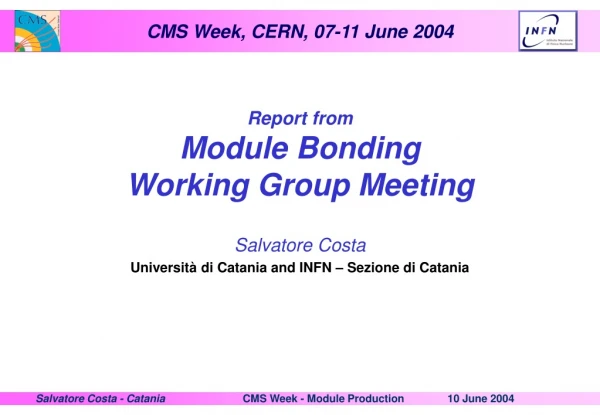 Report from Module Bonding Working Group Meeting