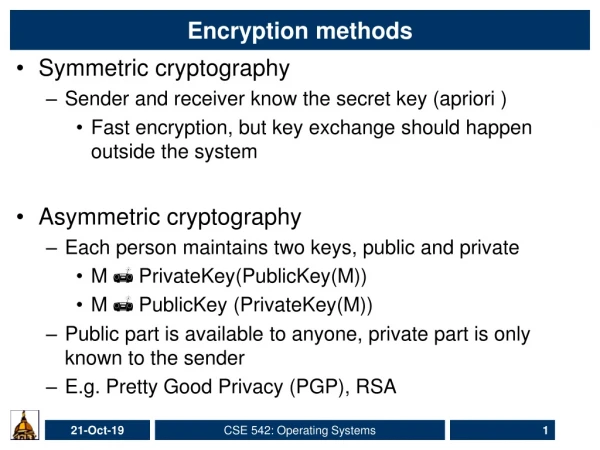 Encryption methods