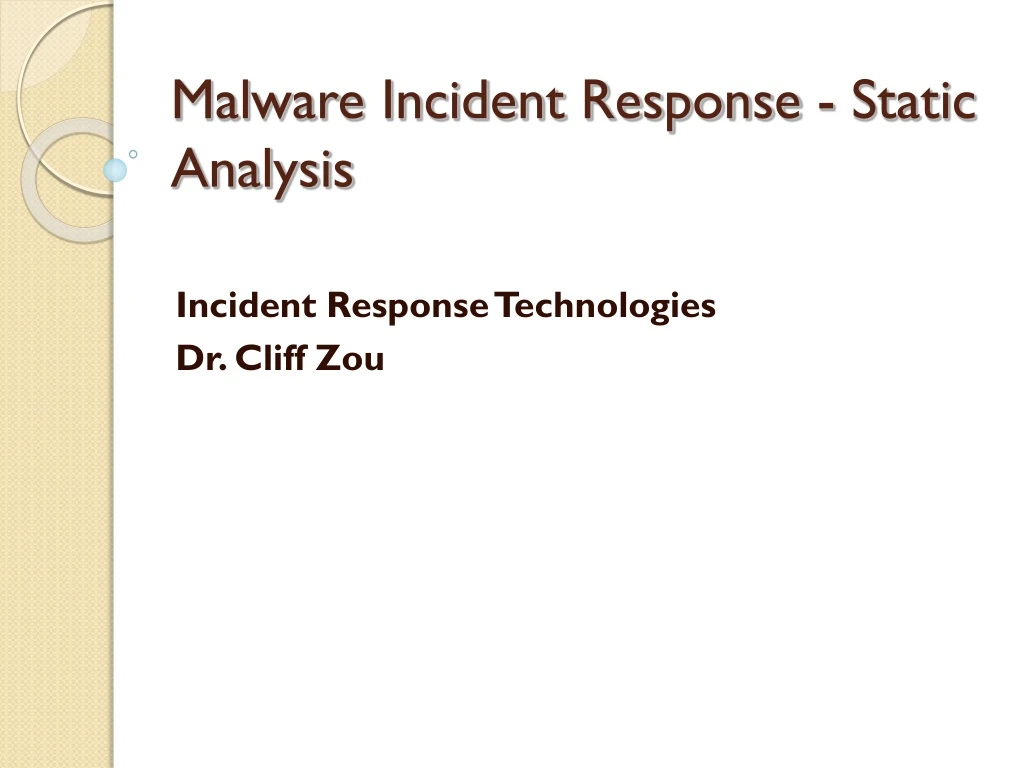 malware incident response static analysis