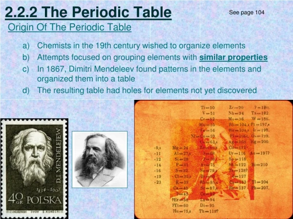 2.2.2 The Periodic Table