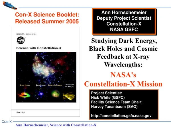 Ann Hornschemeier Deputy Project Scientist Constellation-X NASA GSFC
