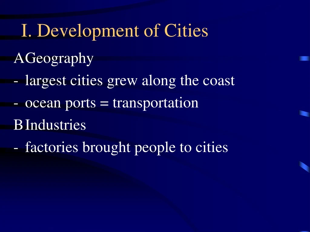 i development of cities