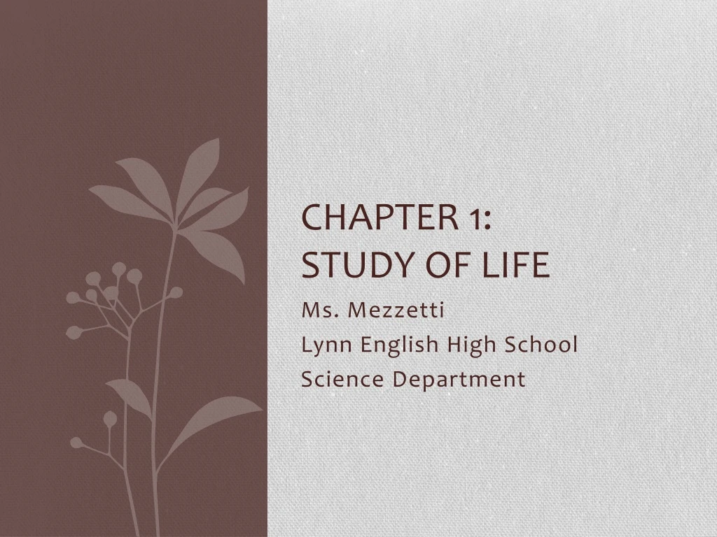 chapter 1 study of life
